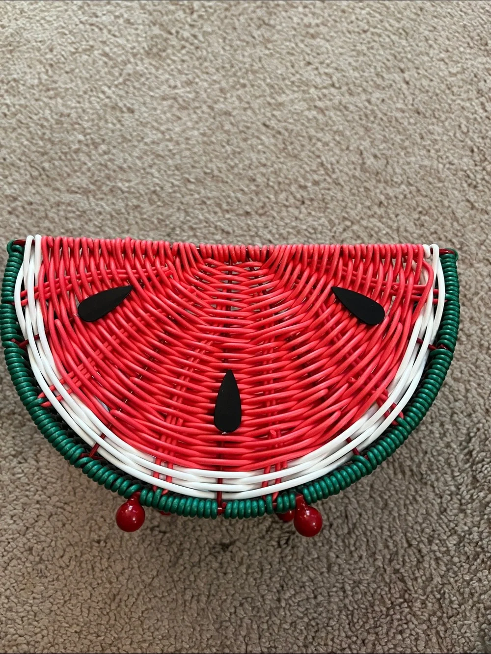 Watermelon Wicker Decorative Basket - Red/Green